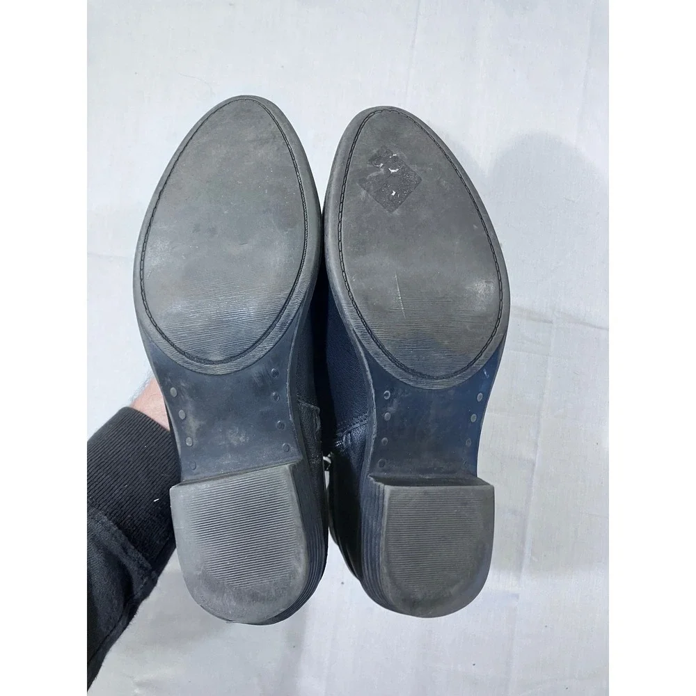 Madden Girl Basil Black Faux Leather Ankle Boots Women Size 7.5 Zip Stacked Heel